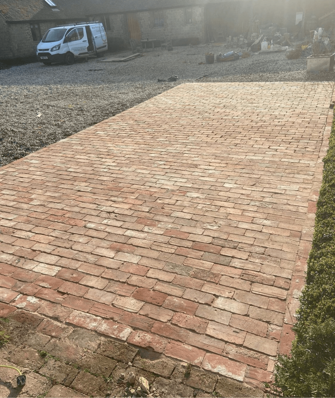 Reclaimed Clay Paving Brick Car Parking Area, Chichester, West Sussex - Reclaimed Brick Company