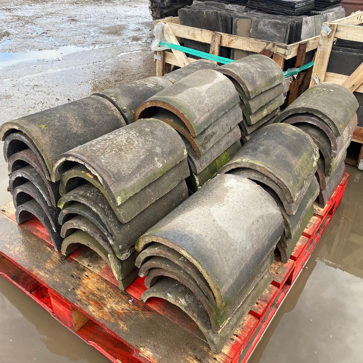 Reclaimed Clay Round Roof Ridge Tiles - Batch of 53 (Job Lot) - Reclaimed Brick Company