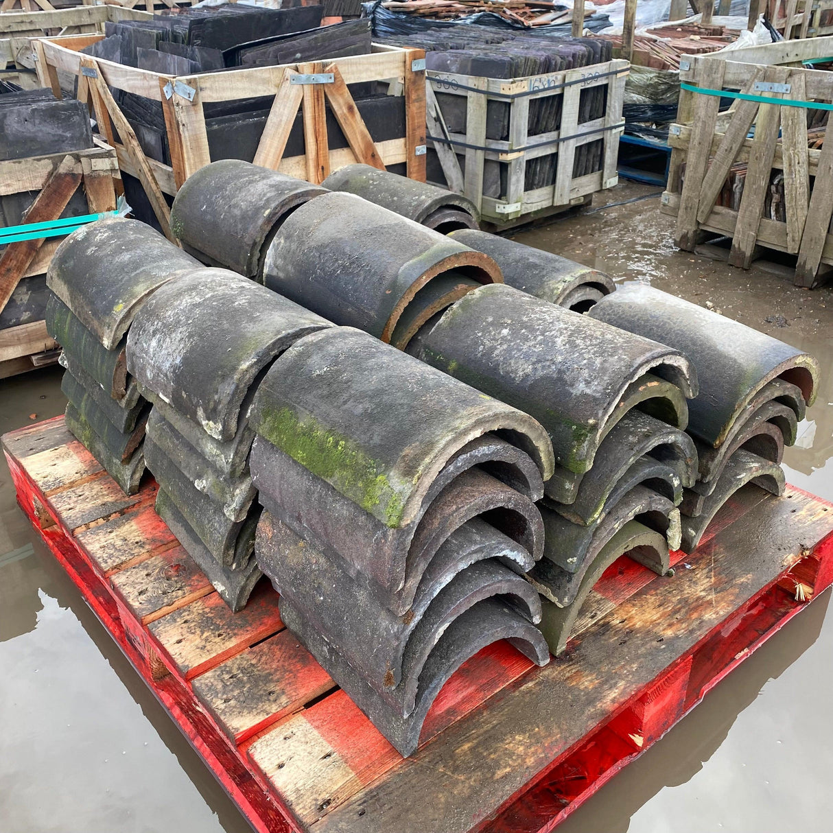 Reclaimed Clay Round Roof Ridge Tiles - Batch of 53 (Job Lot) - Reclaimed Brick Company