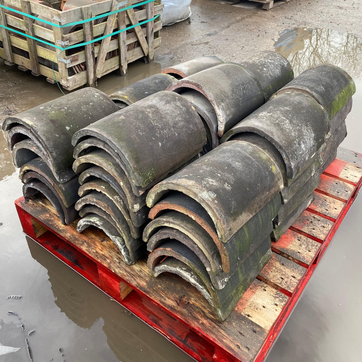 Reclaimed Clay Round Roof Ridge Tiles - Batch of 53 (Job Lot) - Reclaimed Brick Company