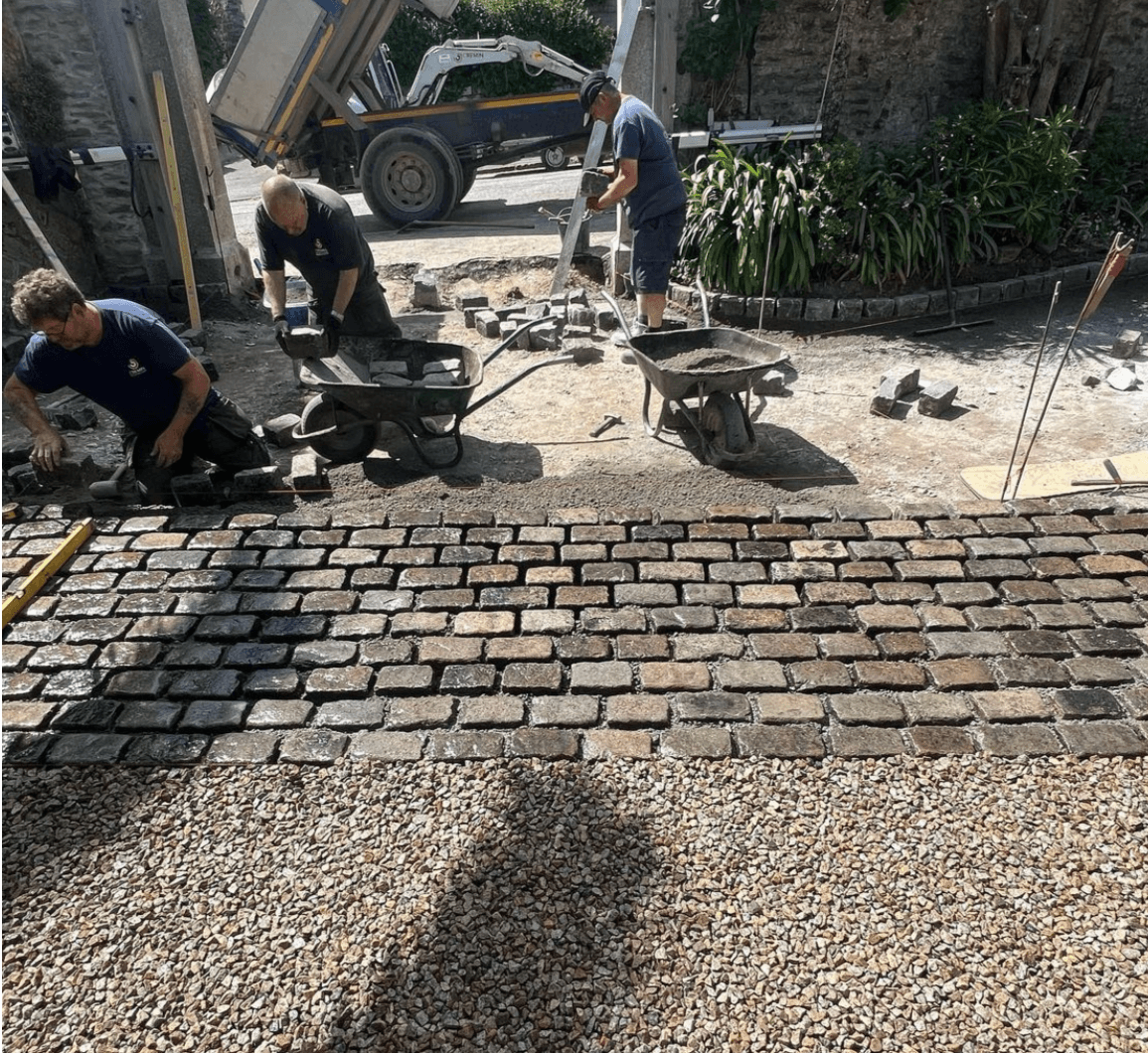 Reclaimed Granite Cobble Driveway Entrance, Cornwall - Reclaimed Brick Company