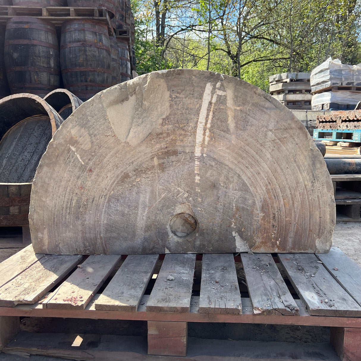 Reclaimed Large Half Stone Grinding Wheel - Reclaimed Brick Company