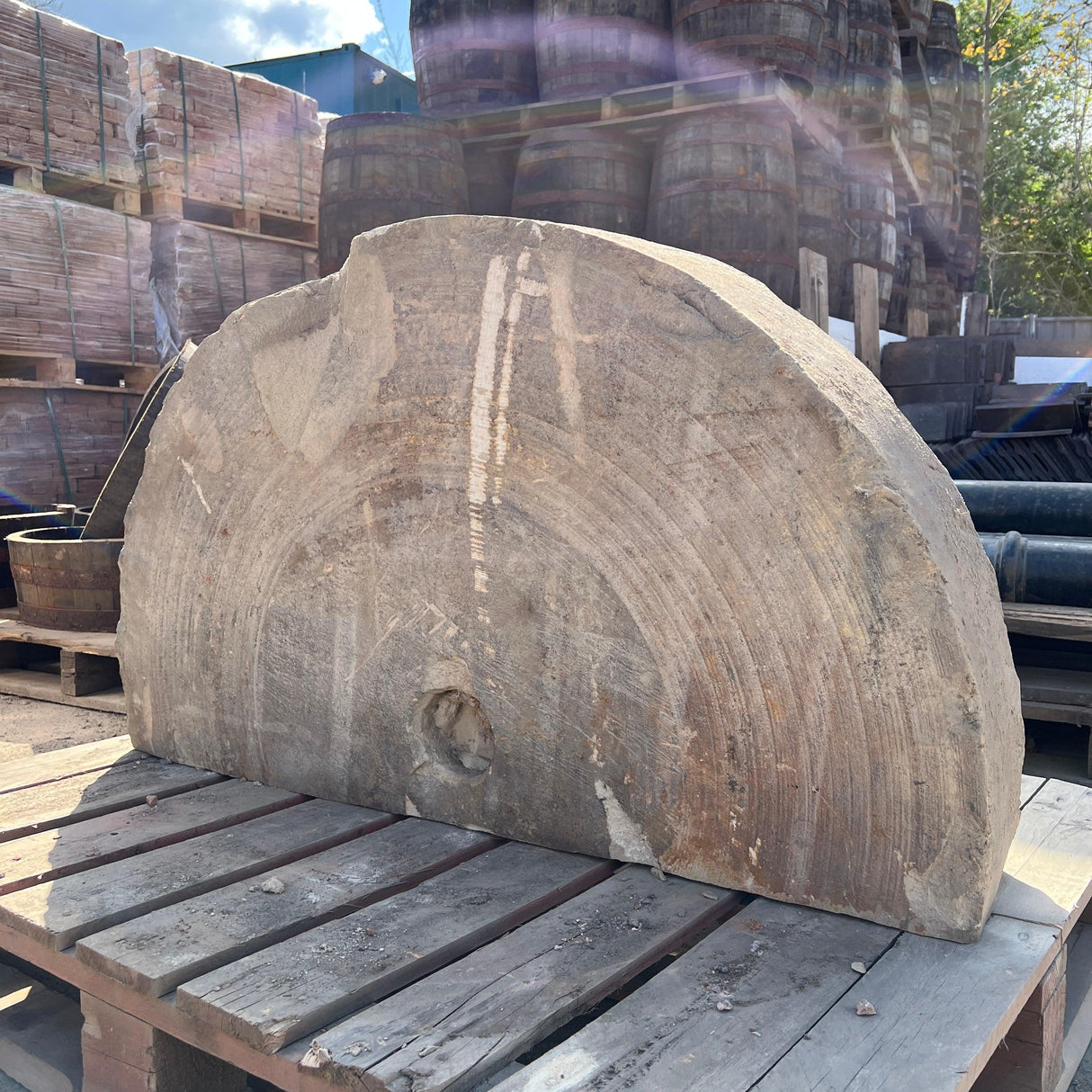 Reclaimed Large Half Stone Grinding Wheel - Reclaimed Brick Company