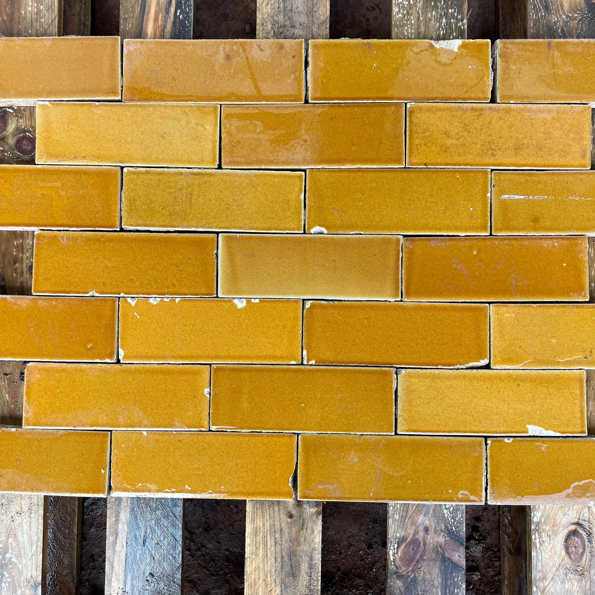 Reclaimed Mustard Yellow Glazed Brick Slip - Reclaimed Brick Company
