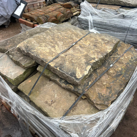 Reclaimed Natural Riven York Stone Flagstone Paving - Per SQM - Reclaimed Brick Company
