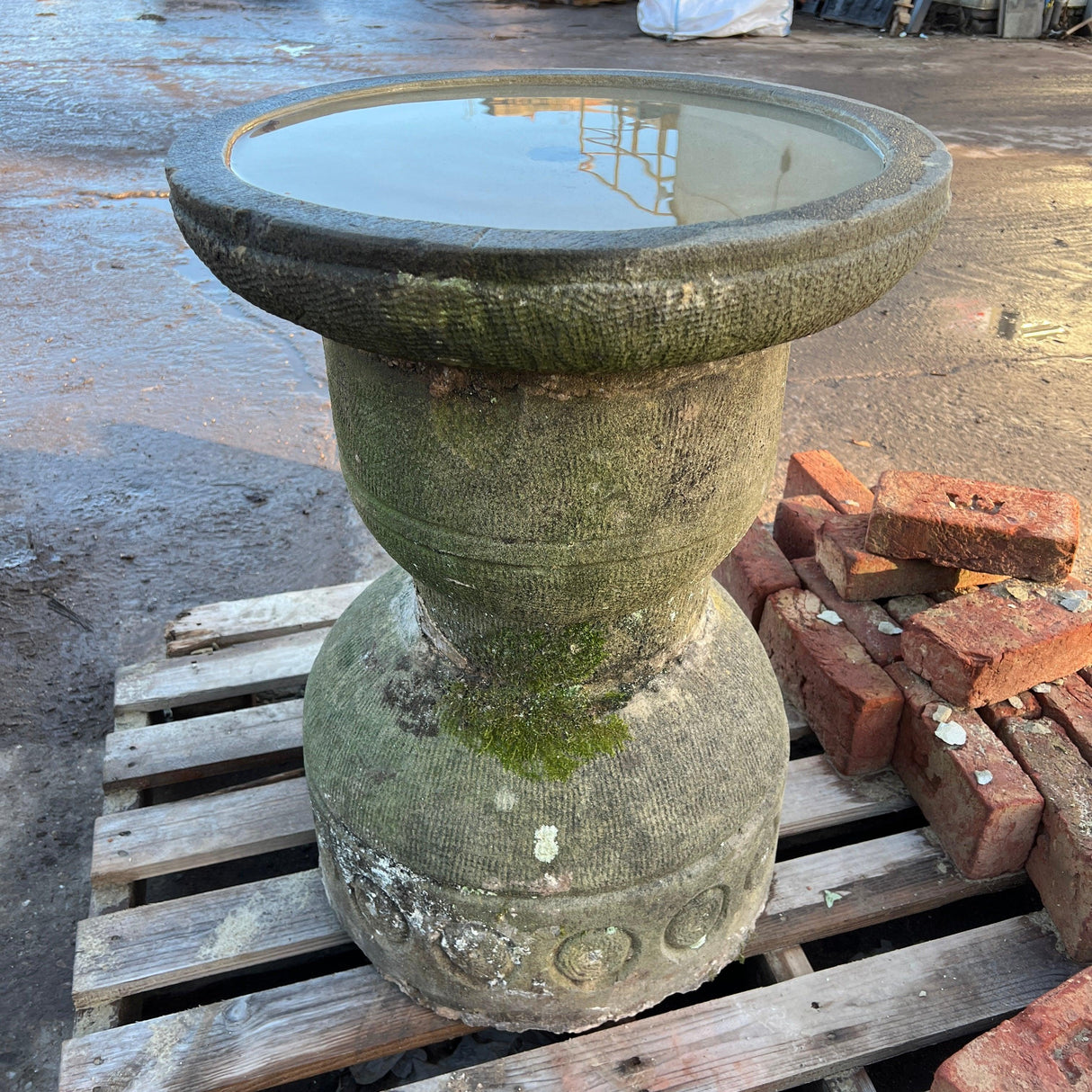 Reclaimed Natural Stone Bird Bath