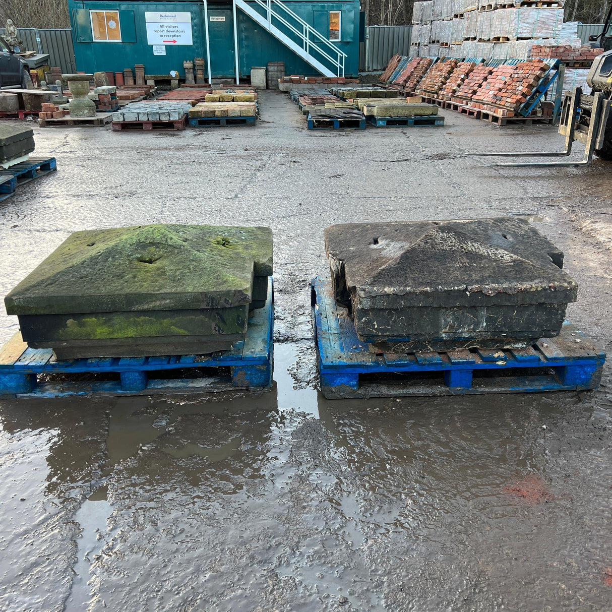 Reclaimed Old Stone Pillar Cap - Pair - Reclaimed Brick Company