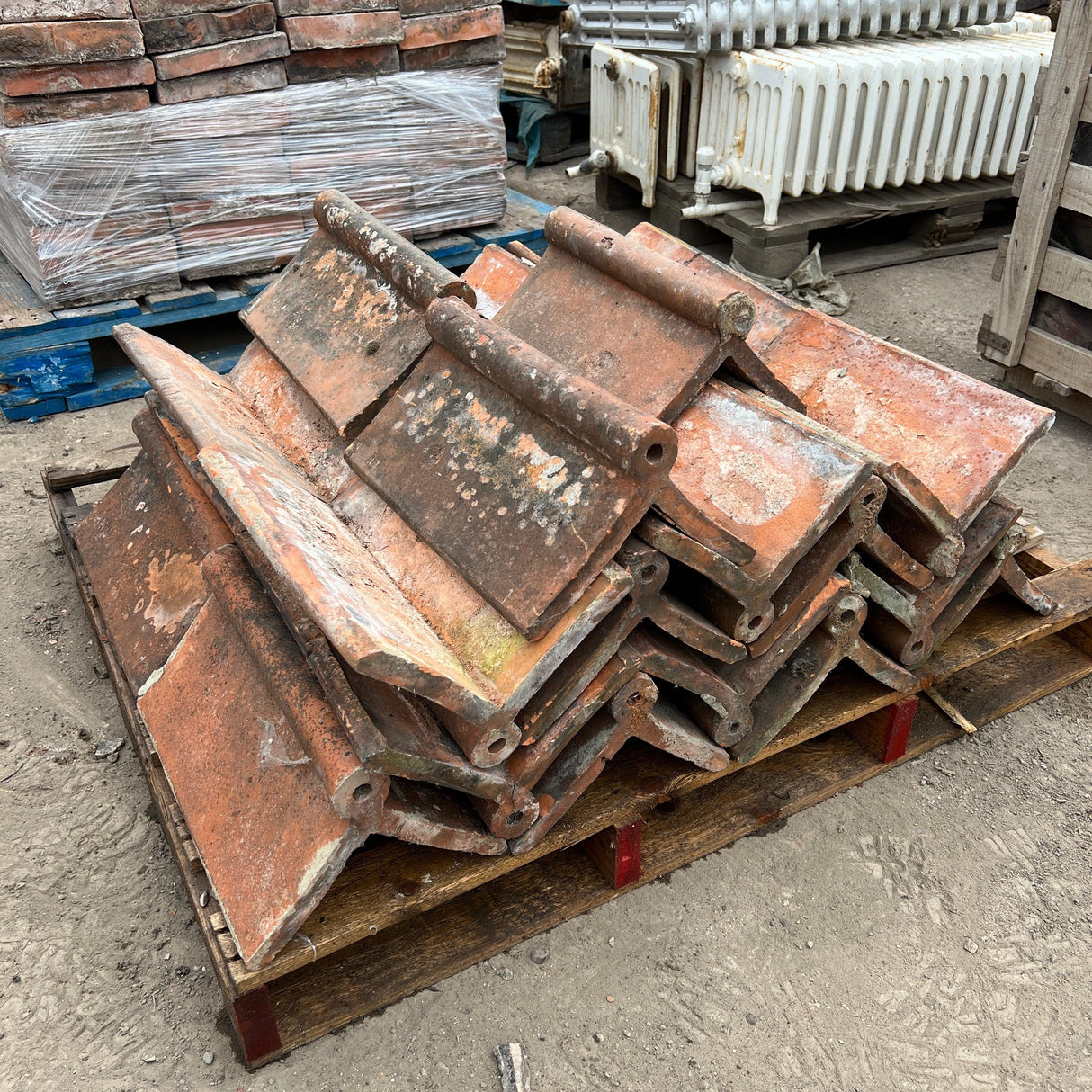 Reclaimed Orange Roll Top Roof Ridge Tiles - Job Lot - Reclaimed Brick Company