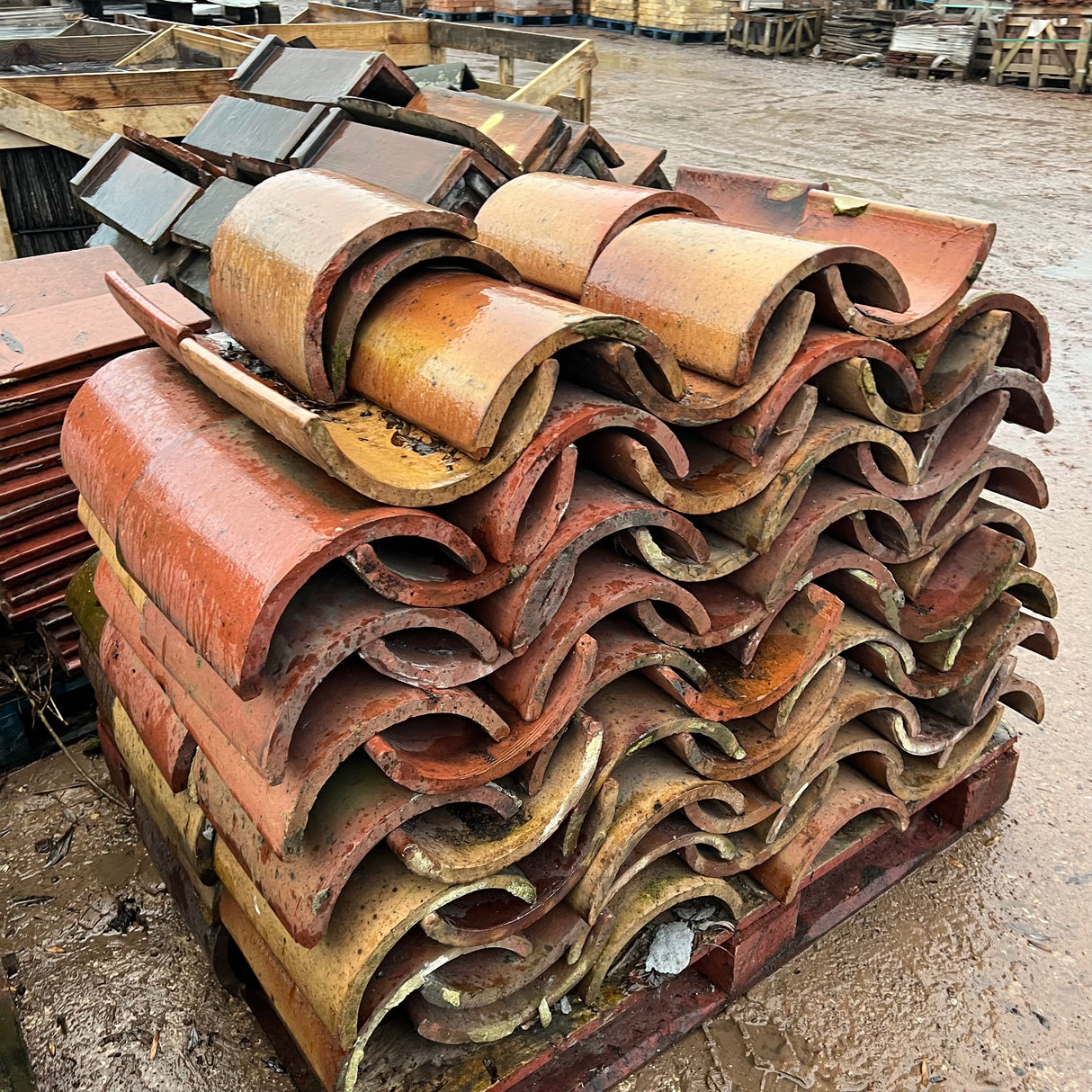 Reclaimed Red Half Round Ridge Tile - Job Lot of 120 - Reclaimed Brick Company