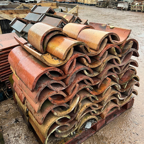 Reclaimed Red Half Round Ridge Tile - Job Lot of 120 - Reclaimed Brick Company