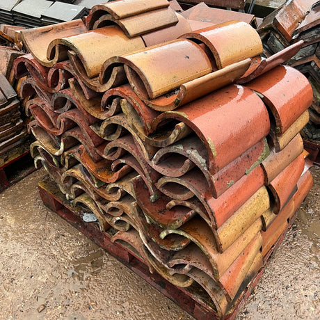 Reclaimed Red Half Round Ridge Tile - Job Lot of 120 - Reclaimed Brick Company