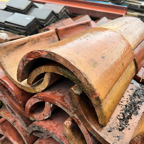 Reclaimed Red Half Round Ridge Tile - Job Lot of 120 - Reclaimed Brick Company