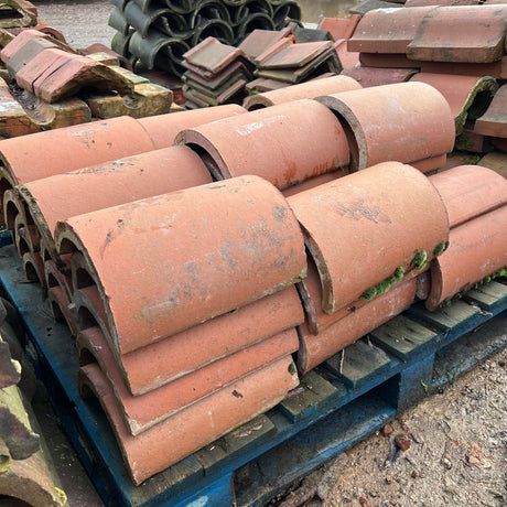 Reclaimed Red Half Round Ridge Tile - Job Lot of 60 - Reclaimed Brick Company
