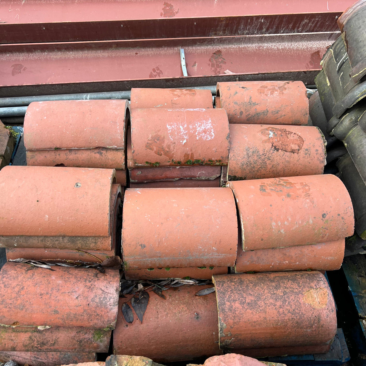 Reclaimed Red Half Round Ridge Tile - Job Lot of 60 - Reclaimed Brick Company