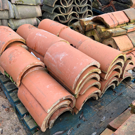 Reclaimed Red Half Round Ridge Tile - Job Lot of 60 - Reclaimed Brick Company