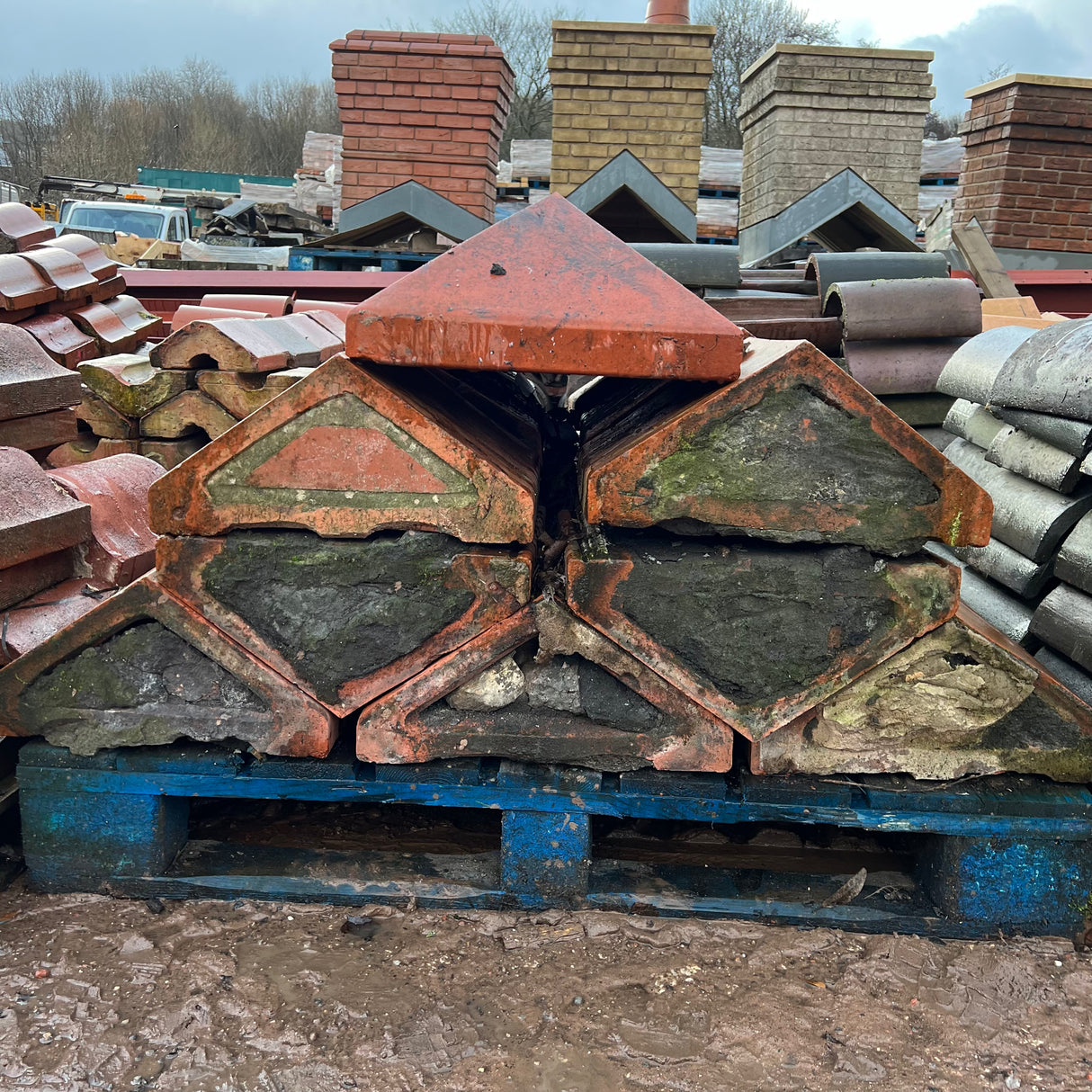 Reclaimed Red Saddleback Triangle Terracotta Wall Coping - 16” x 8” - Job Lot Of 8 Linear Meters - Reclaimed Brick Company