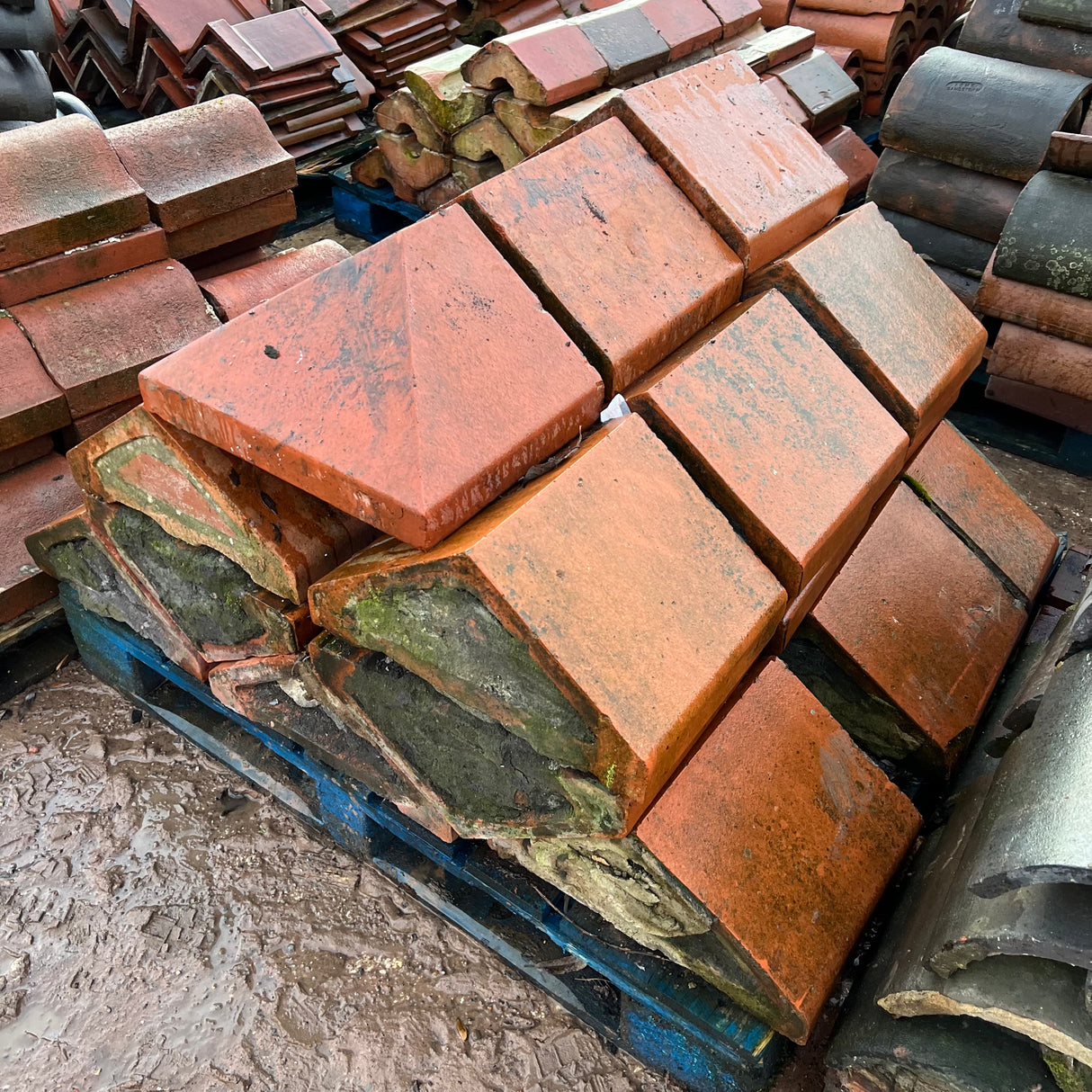 Reclaimed Red Saddleback Triangle Terracotta Wall Coping - 16” x 8” - Job Lot Of 8 Linear Meters - Reclaimed Brick Company