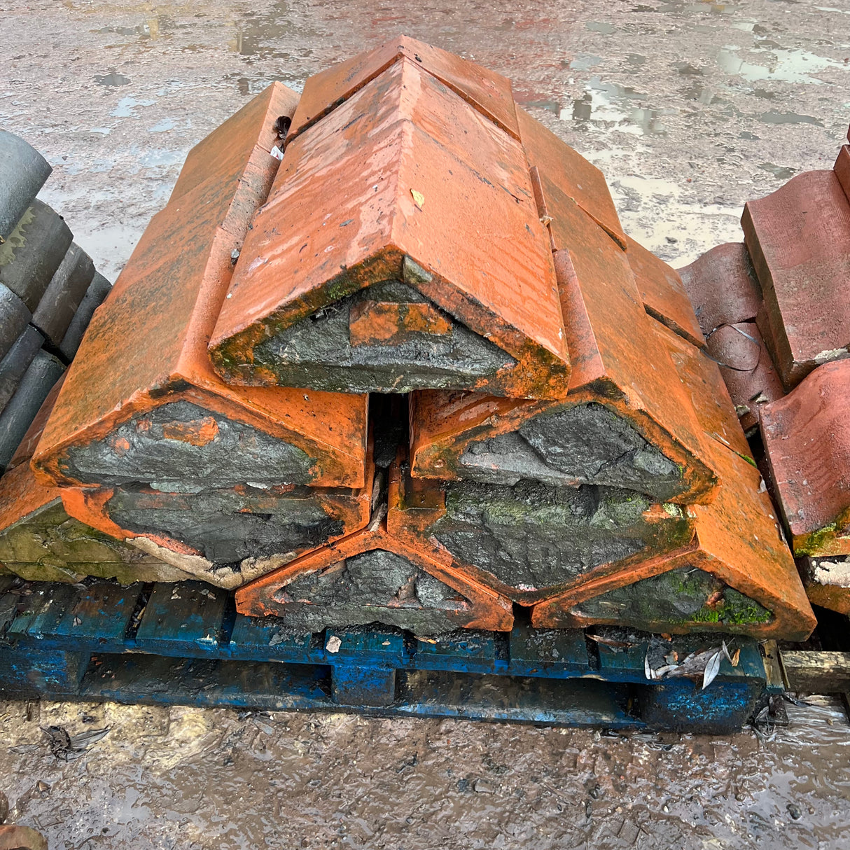 Reclaimed Red Saddleback Triangle Terracotta Wall Coping - 16” x 8” - Job Lot Of 8 Linear Meters - Reclaimed Brick Company