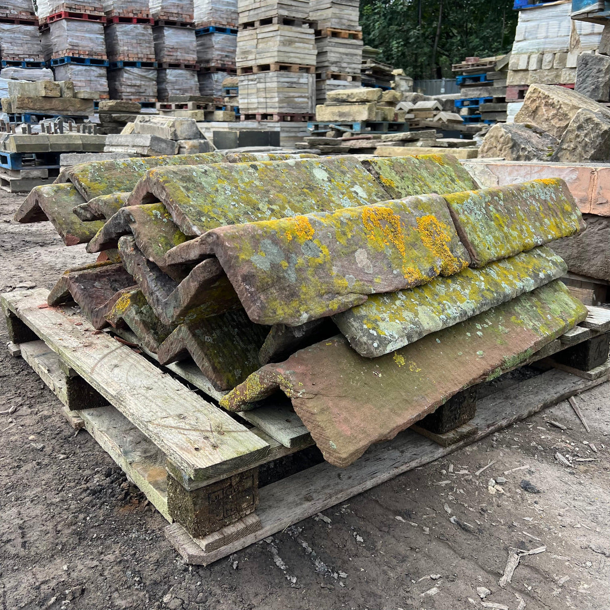 Reclaimed Red Sandstone Weathered Stone Roof Ridge Tile - Batch of 20 Meters - Reclaimed Brick Company