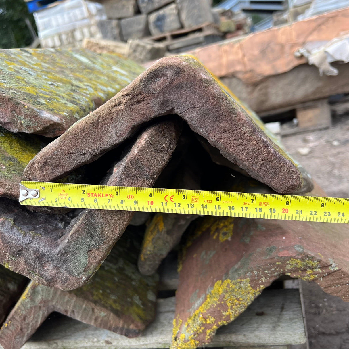 Reclaimed Red Sandstone Weathered Stone Roof Ridge Tile - Batch of 20 Meters - Reclaimed Brick Company