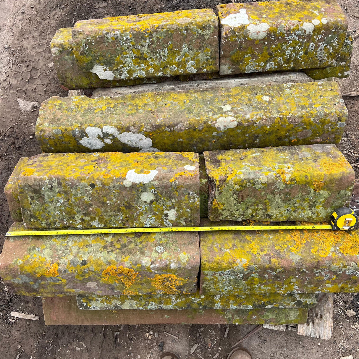 Reclaimed Red Sandstone Weathered Stone Roof Ridge Tile - Batch of 20 Meters - Reclaimed Brick Company