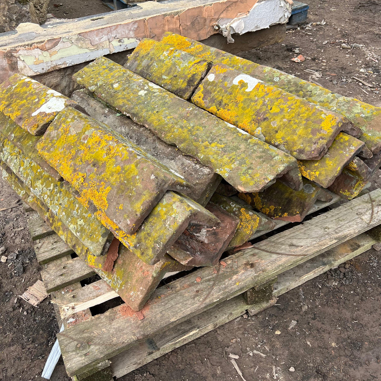 Reclaimed Red Sandstone Weathered Stone Roof Ridge Tile - Batch of 20 Meters - Reclaimed Brick Company