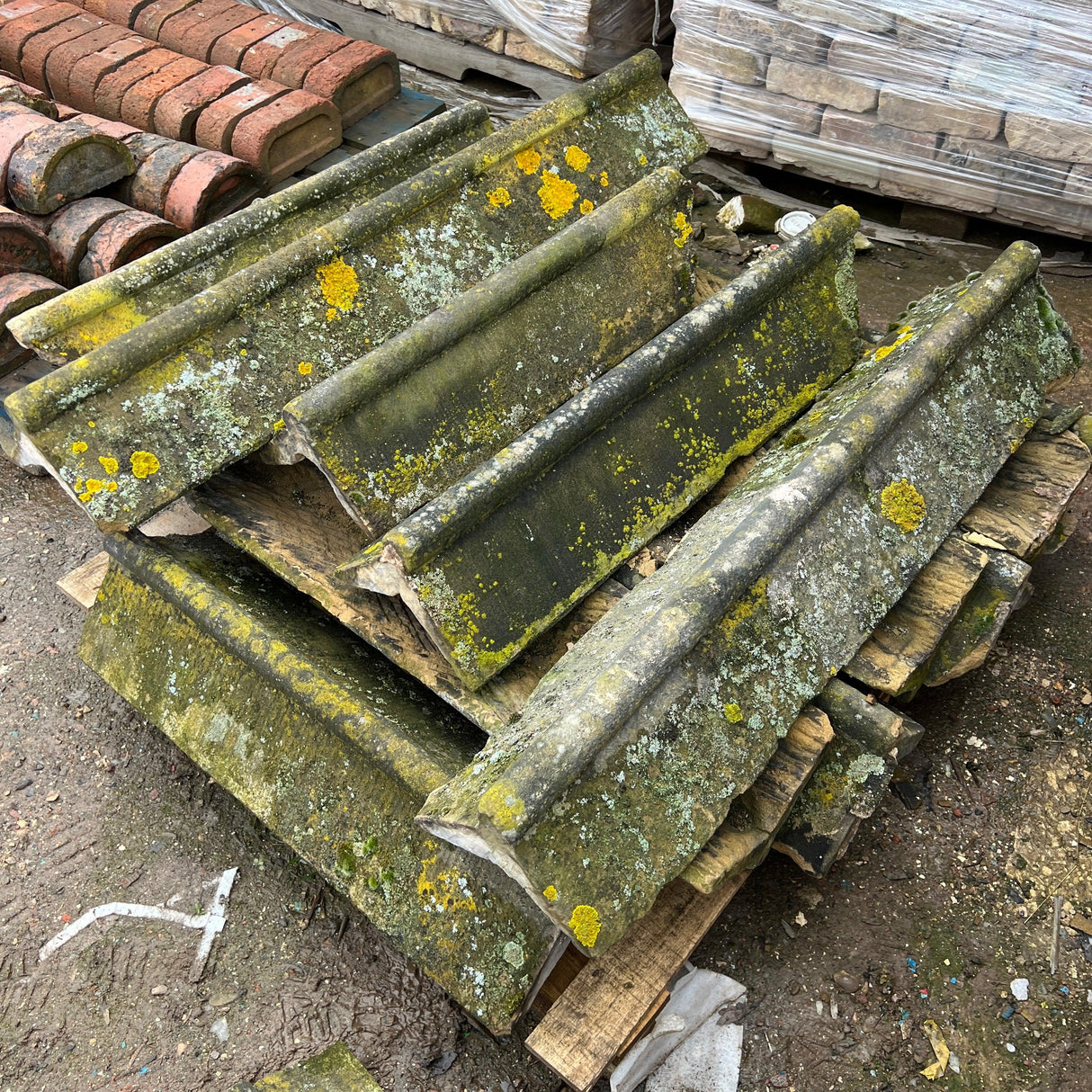 Reclaimed Roll Top Stone Roof Ridge Tiles