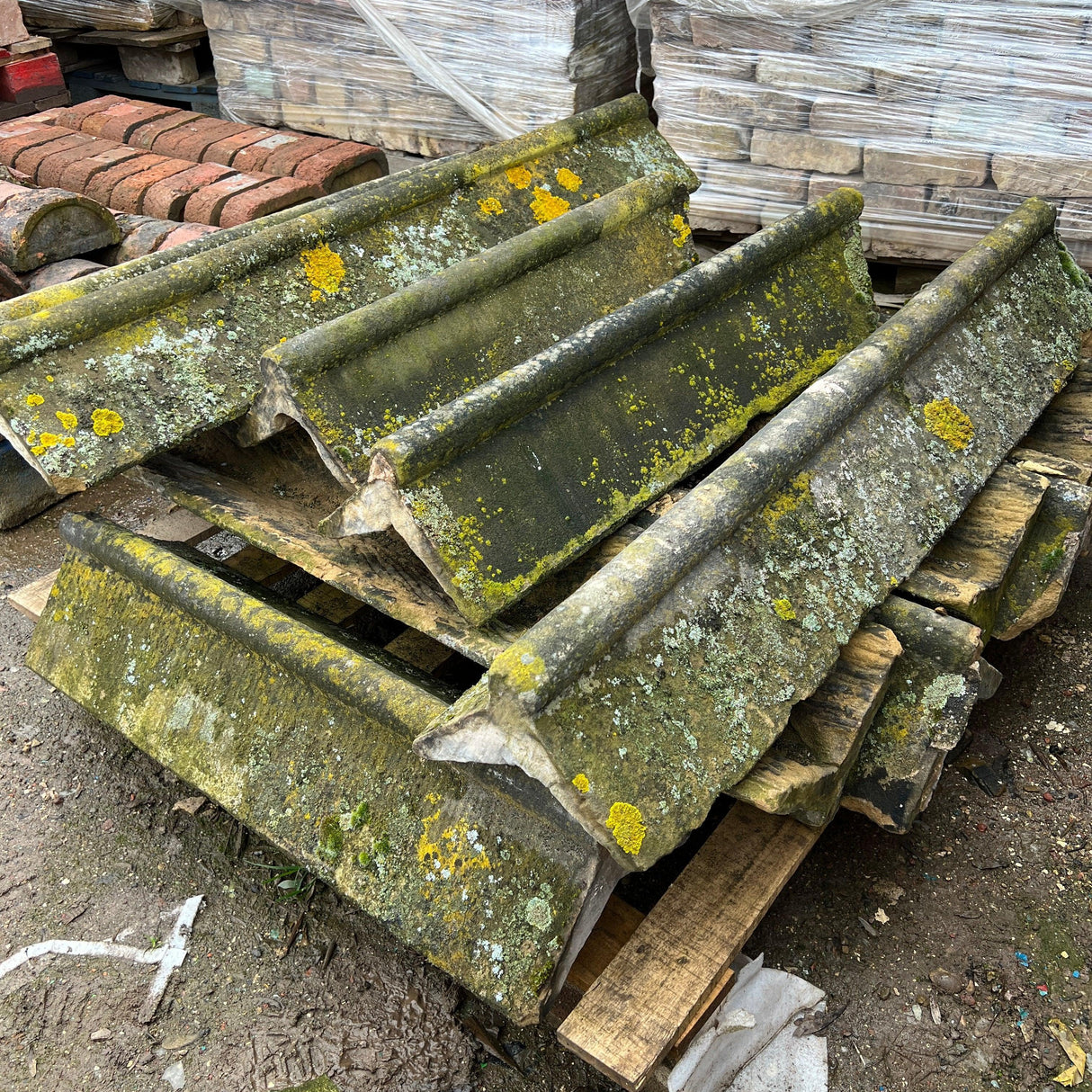 Reclaimed Roll Top Stone Roof Ridge Tiles