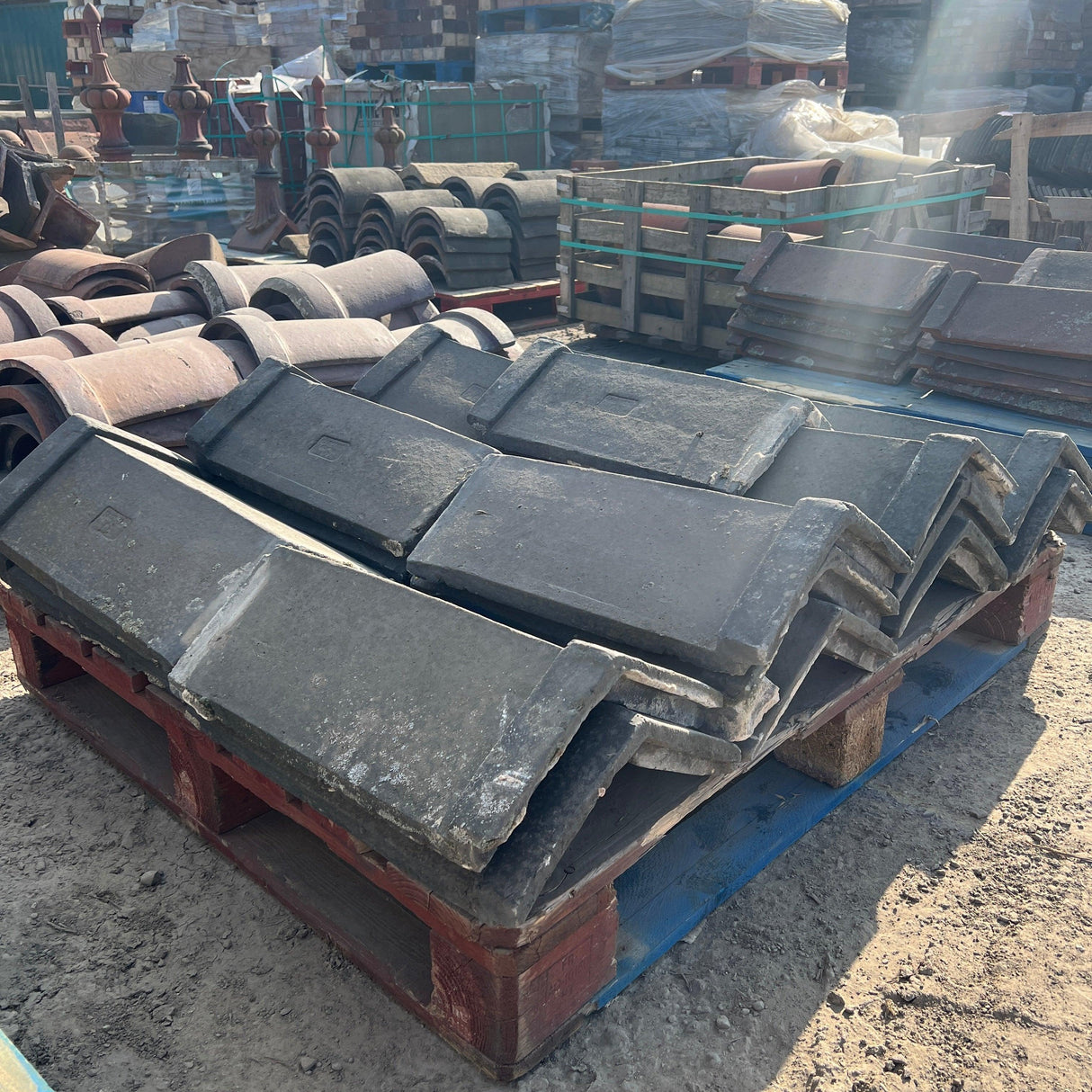 Reclaimed Staffordshire Blue 20” Triangle Roof Ridge Tiles - Batch of 21 (Job Lot) - Reclaimed Brick Company