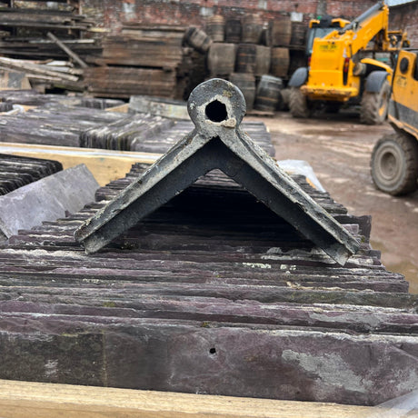 Reclaimed Staffordshire Blue Roll Top Ridge Tiles - 75 Degrees - Reclaimed Brick Company