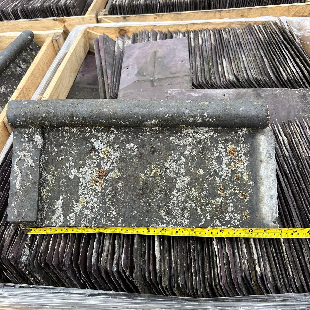 Reclaimed Staffordshire Blue Roll Top Ridge Tiles - 75 Degrees - Reclaimed Brick Company