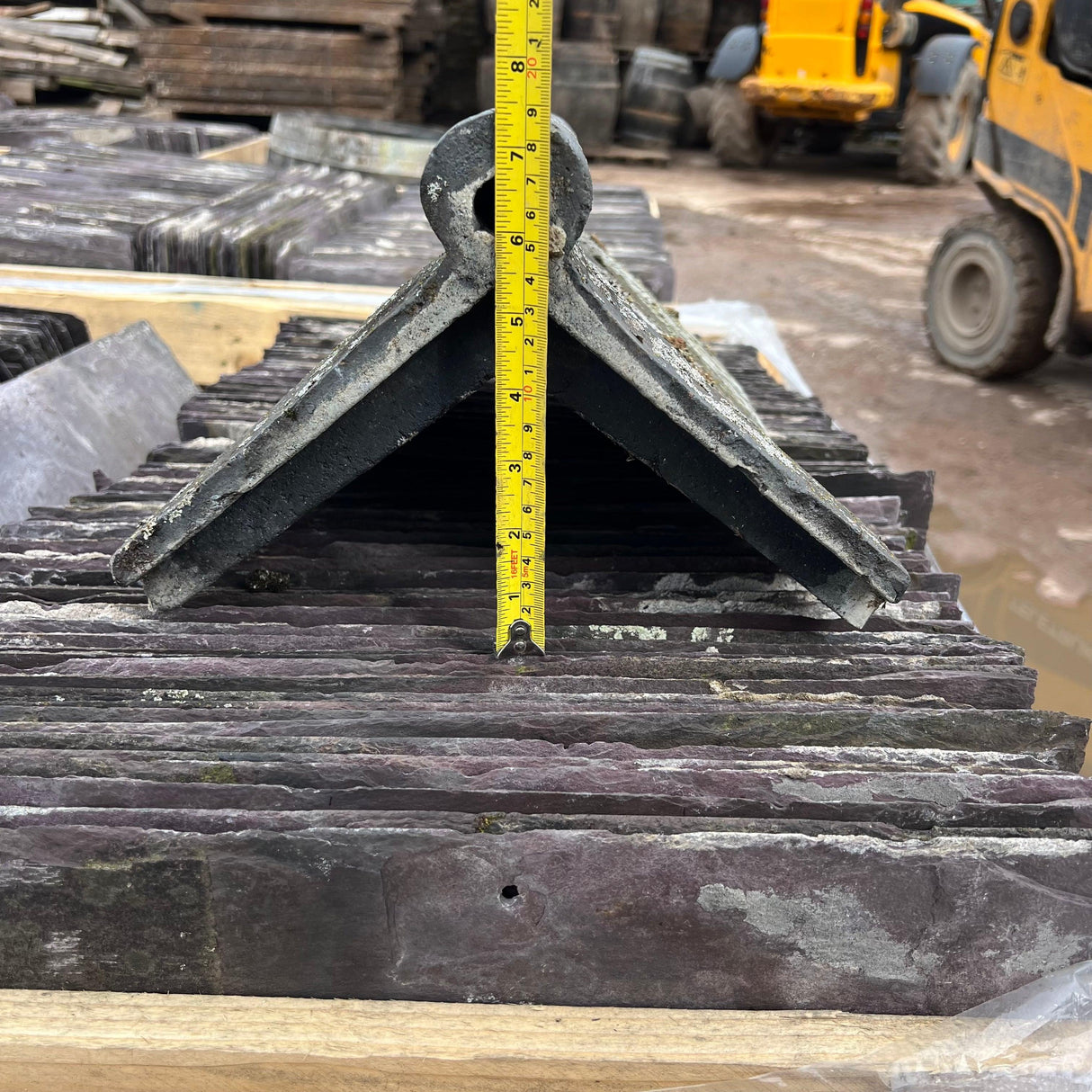 Reclaimed Staffordshire Blue Roll Top Ridge Tiles - 75 Degrees - Reclaimed Brick Company