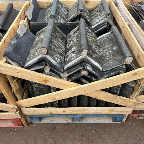 Reclaimed Staffordshire Blue Roll Top Ridge Tiles - 75 Degrees - Reclaimed Brick Company