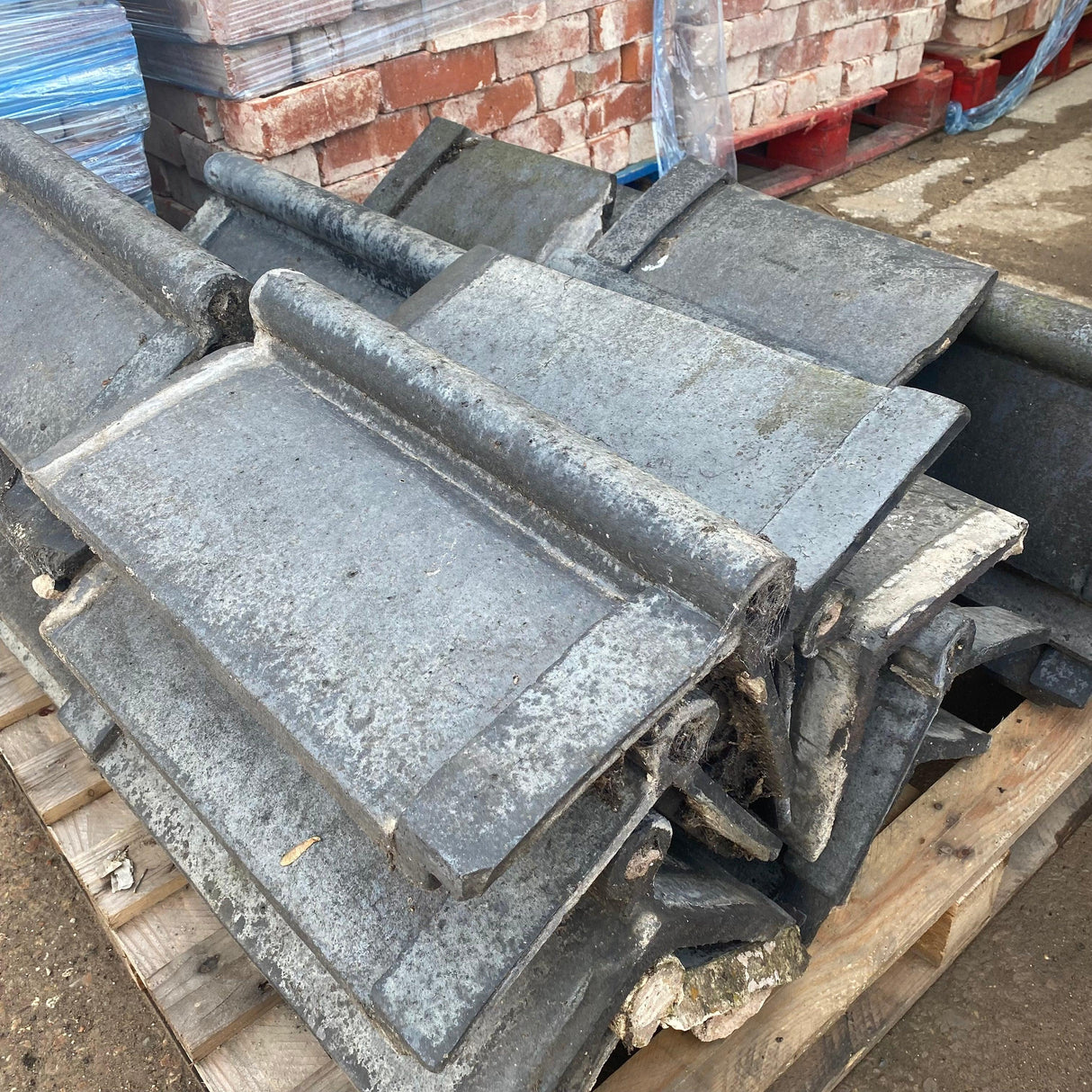 Reclaimed Staffordshire Blue Roll Top Ridge Tiles - (Job Lot) - Reclaimed Brick Company