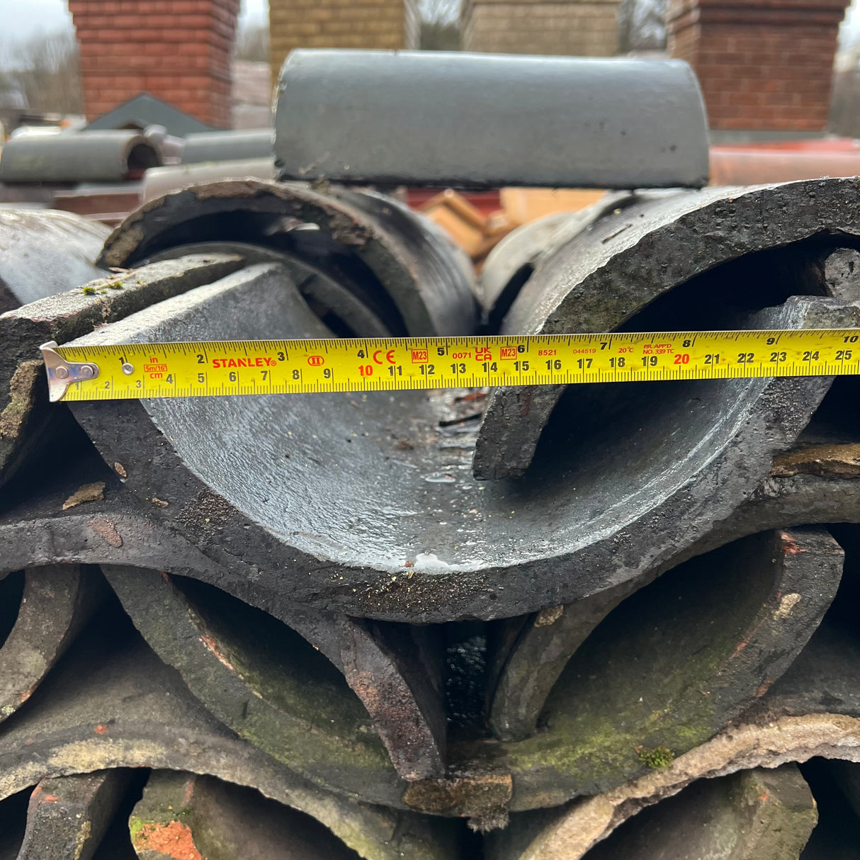 Reclaimed Staffordshire Blue Round Ridge Tile - Job Lot of 90 - Reclaimed Brick Company