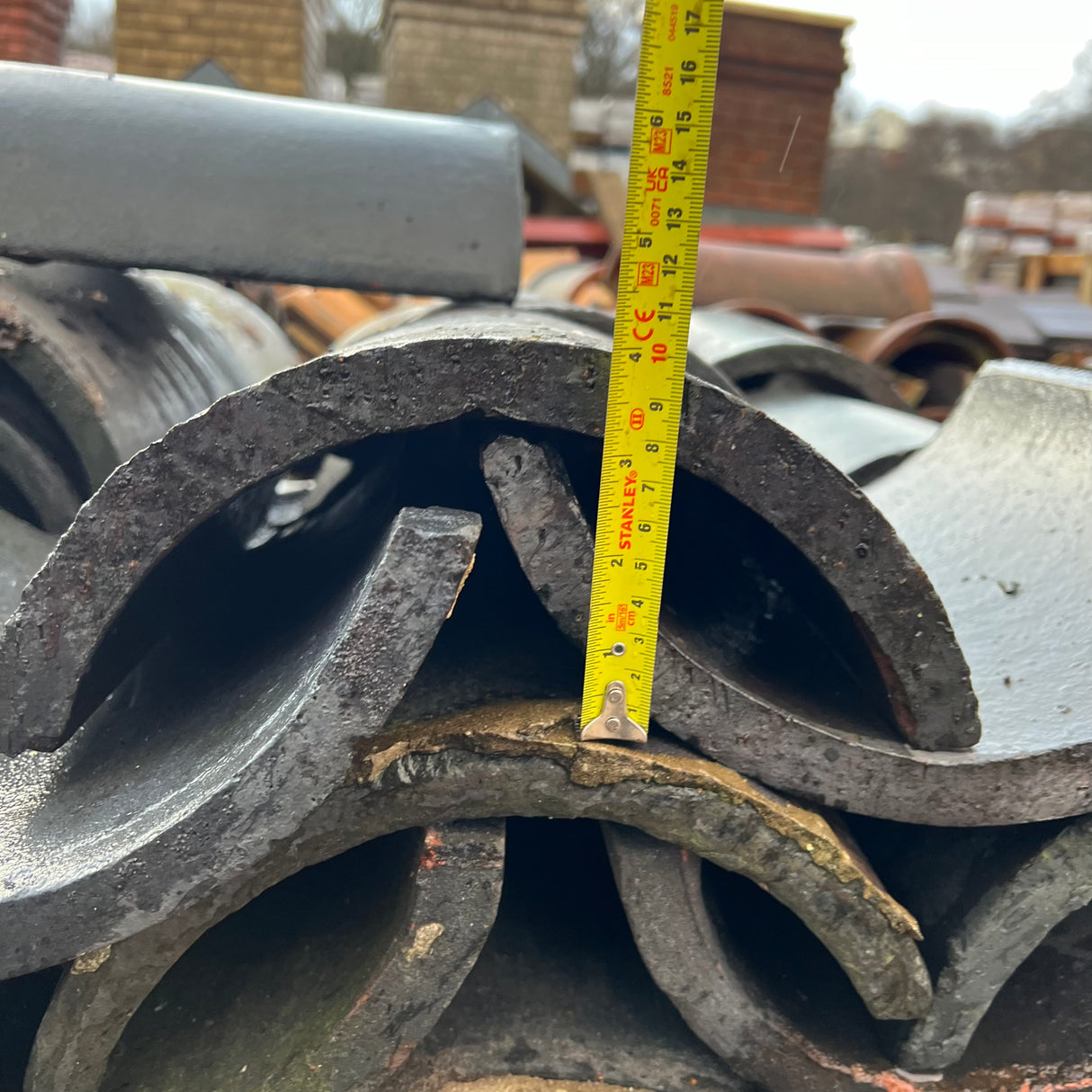 Reclaimed Staffordshire Blue Round Ridge Tile - Job Lot of 90 - Reclaimed Brick Company