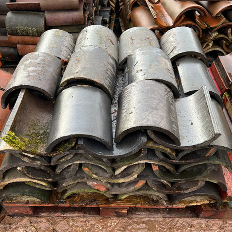 Reclaimed Staffordshire Blue Round Ridge Tile - Job Lot of 90 - Reclaimed Brick Company