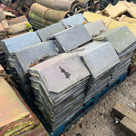 Reclaimed Staffordshire Blue Triangle Ridge Tile - Job Lot of 150 - Reclaimed Brick Company