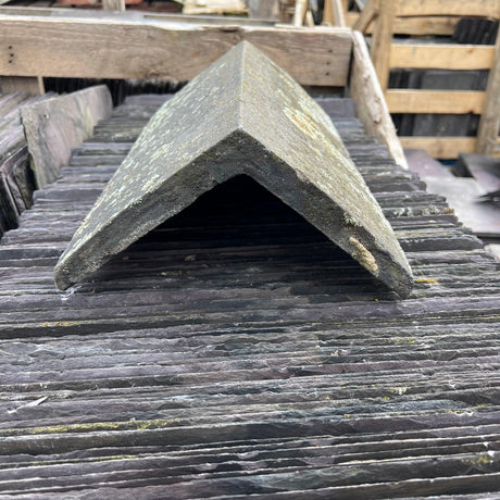 Reclaimed Staffordshire Blue Triangle Ridge Tiles - 75 Degrees - Reclaimed Brick Company