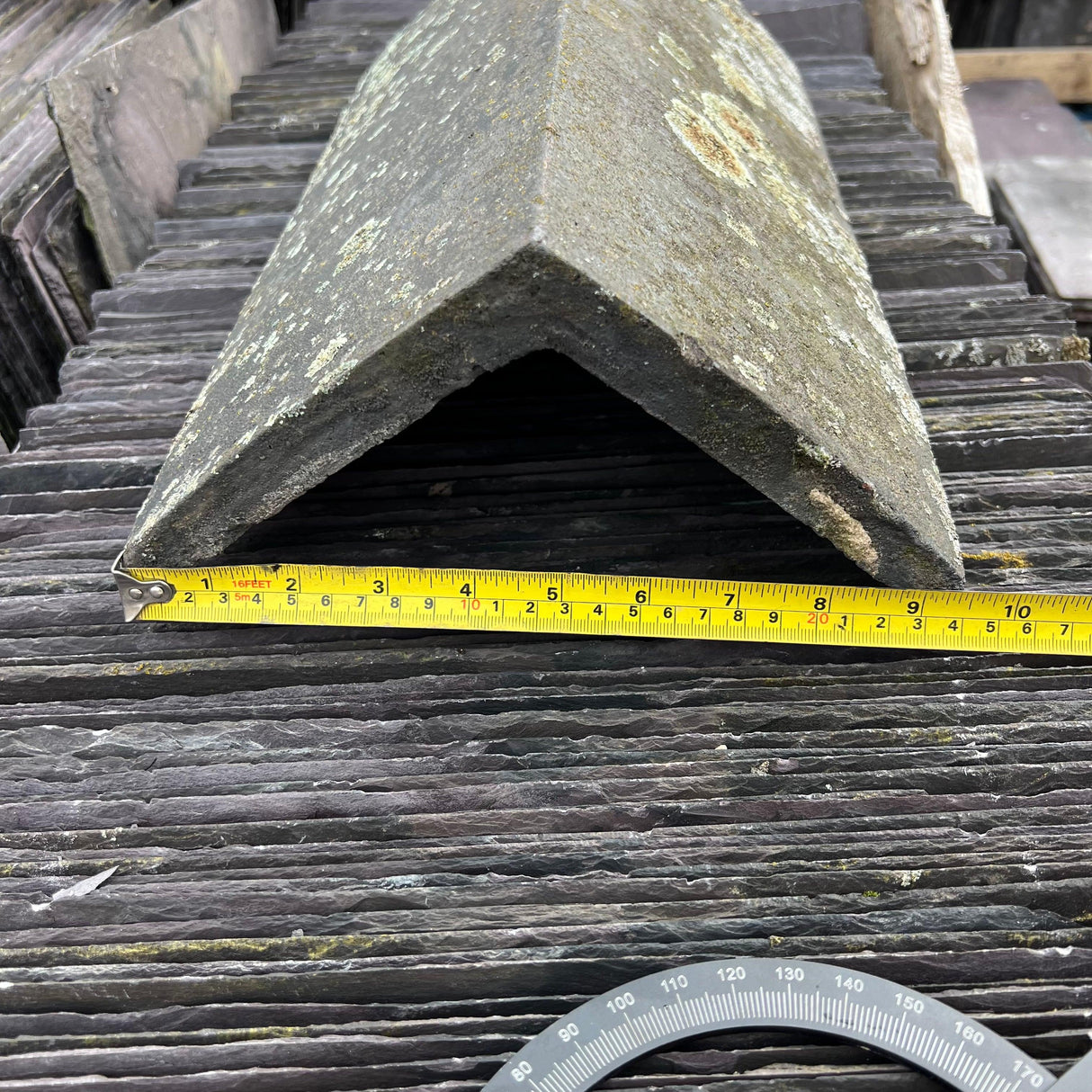 Reclaimed Staffordshire Blue Triangle Ridge Tiles - 75 Degrees - Reclaimed Brick Company