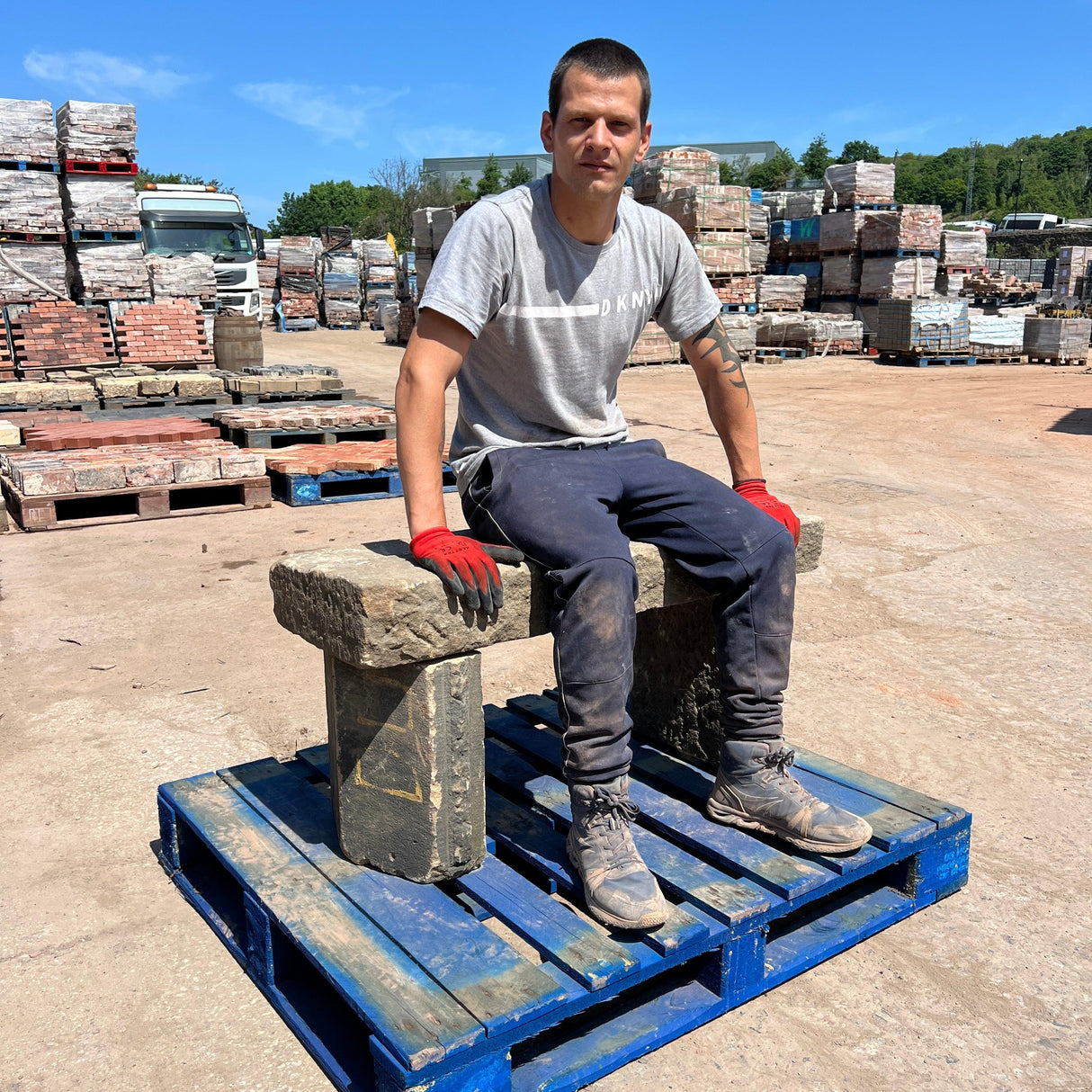 Reclaimed Stone Bench Seat