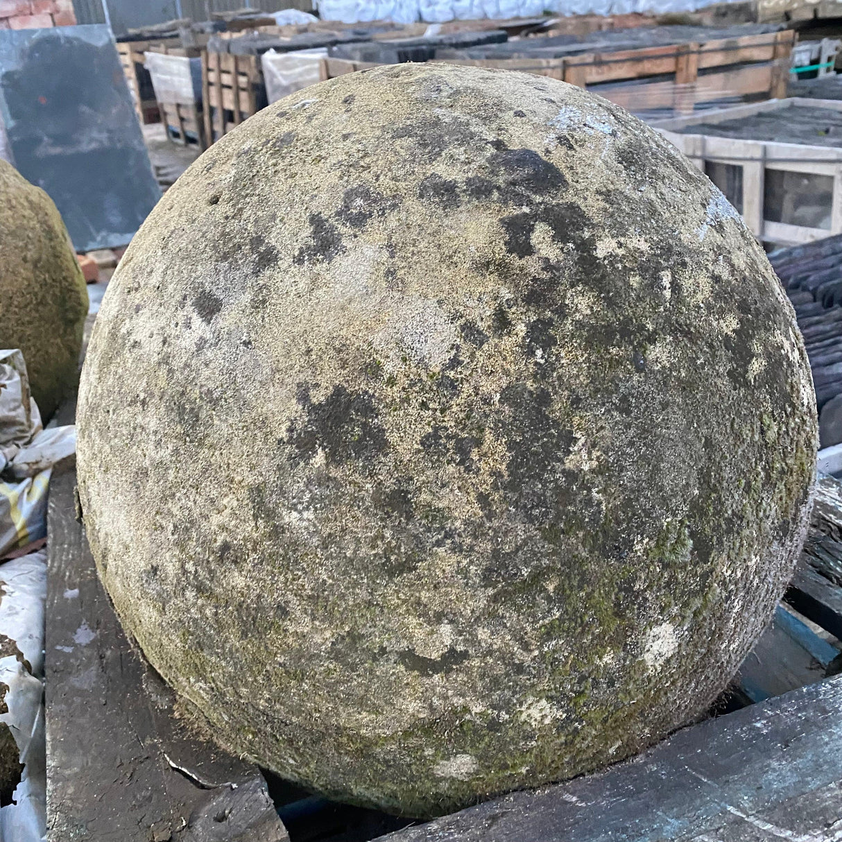 Reclaimed Stone Gate Post Ball Tops - Pair - Reclaimed Brick Company