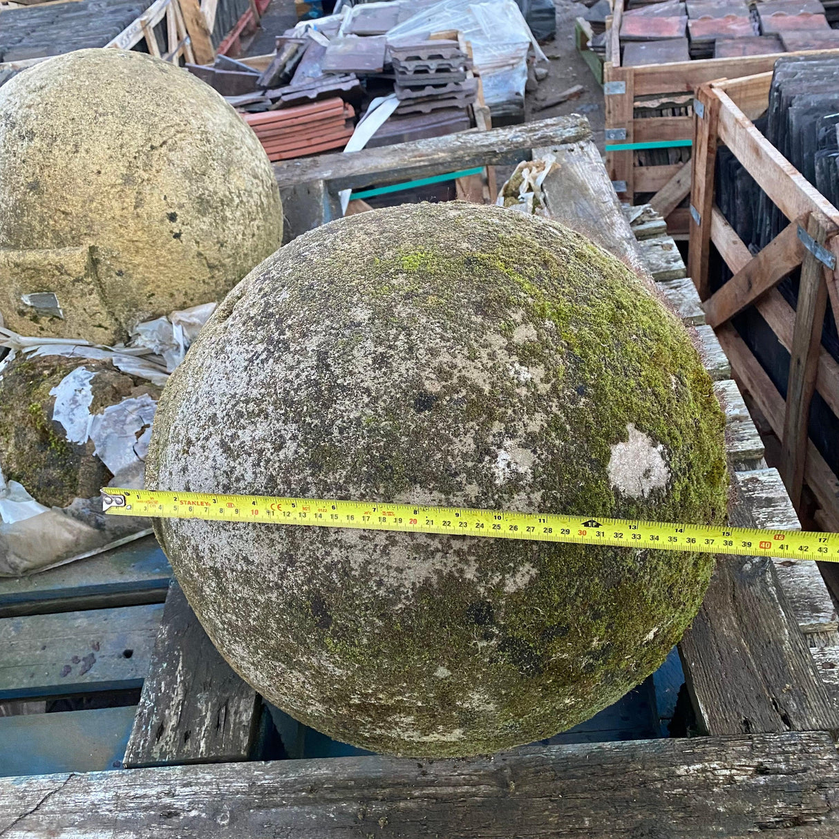 Reclaimed Stone Gate Post Ball Tops - Pair - Reclaimed Brick Company