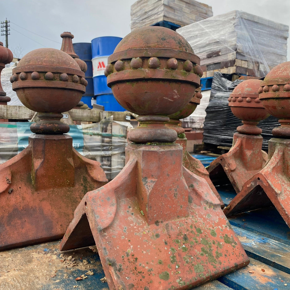 Reclaimed Victorian Clay Ball Top Finials (Set of 5) - Reclaimed Brick Company