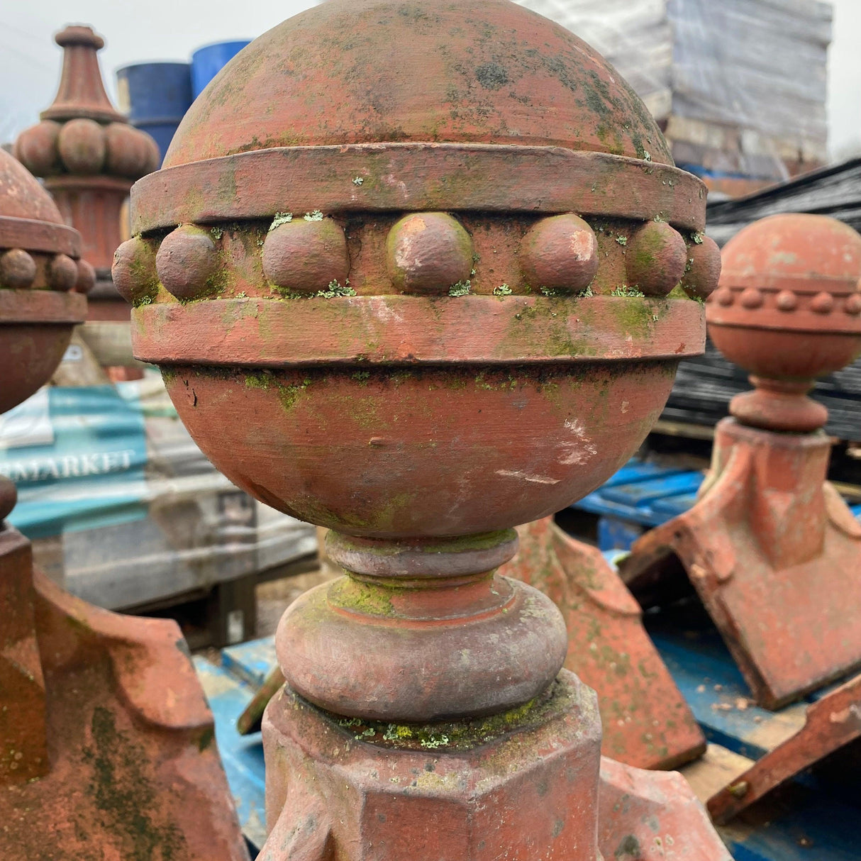 Reclaimed Victorian Clay Ball Top Finials (Set of 5) - Reclaimed Brick Company