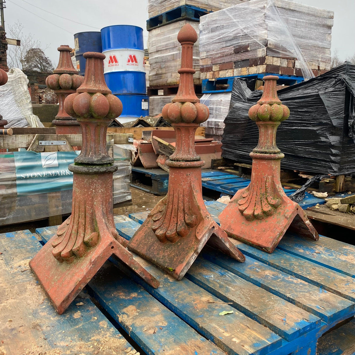 Reclaimed Victorian Clay Spike Finial (Set of 3) - Reclaimed Brick Company