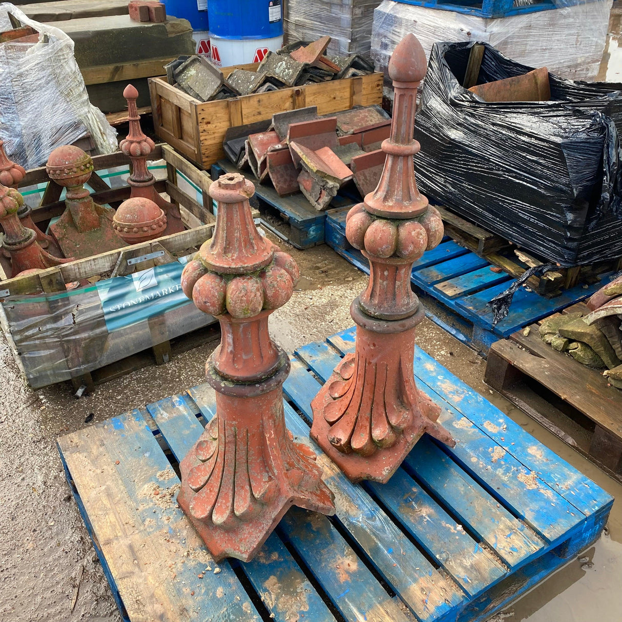 Reclaimed Victorian Tall Clay Spike Finial (Set of 2) - Reclaimed Brick Company
