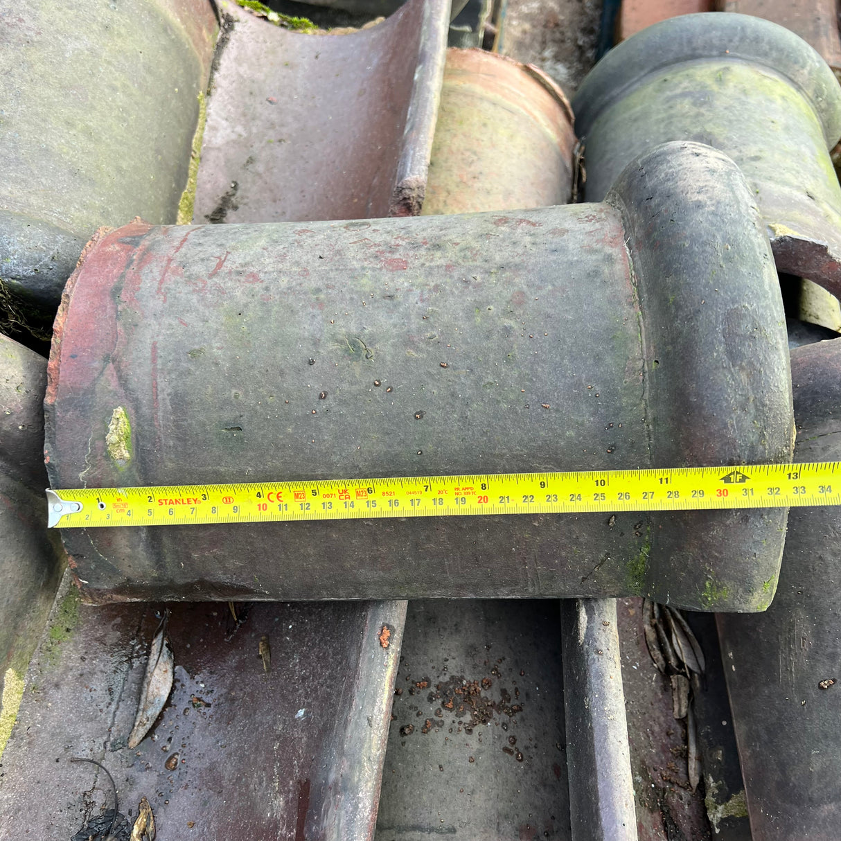 Reclaimed Weathered Half Round Ridge Tile - Job Lot of 60 - Reclaimed Brick Company