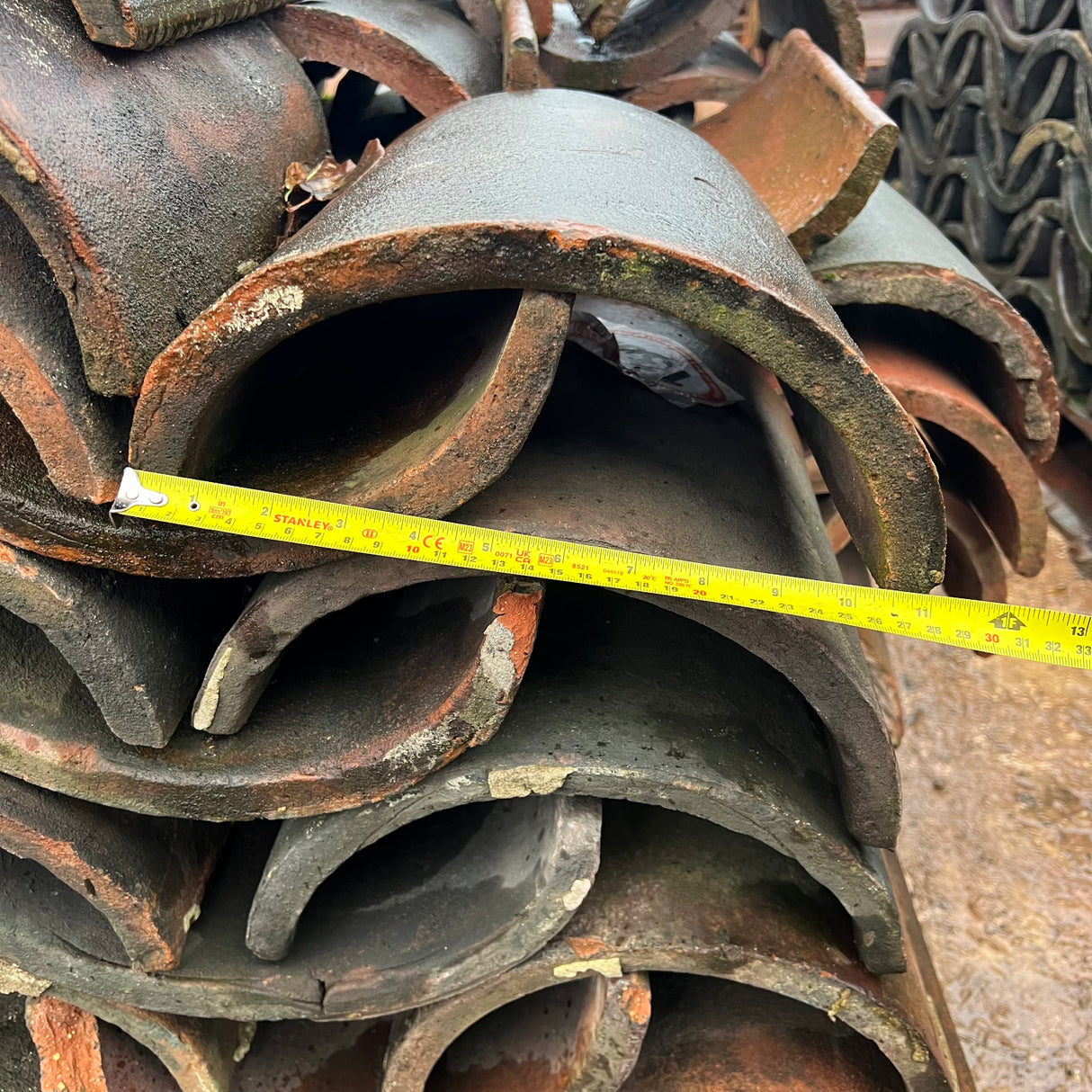 Reclaimed Weathered Half Round Ridge Tile - Job Lot of 70 - Reclaimed Brick Company