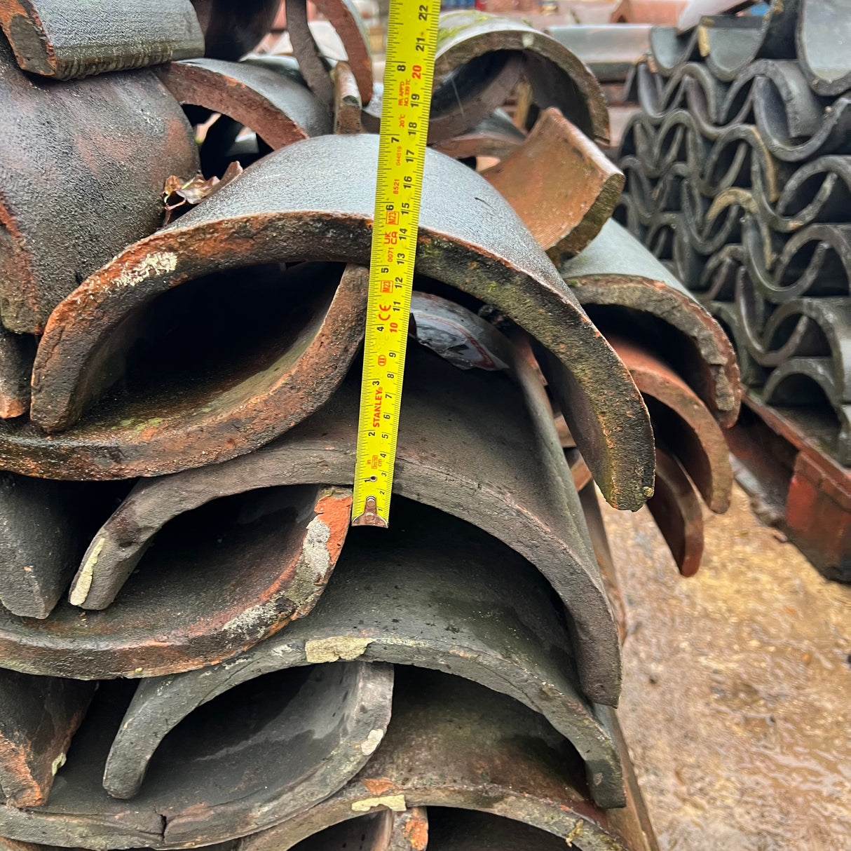 Reclaimed Weathered Half Round Ridge Tile - Job Lot of 70 - Reclaimed Brick Company